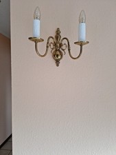 2 Flämische Wandleuchten 2-flammig Innen Wandlampe Messingguss 