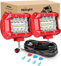 Nilight LED Light Bar 2PCS 60W 4Inch Triple Row Spot Flood Combo Lights w/Wiring