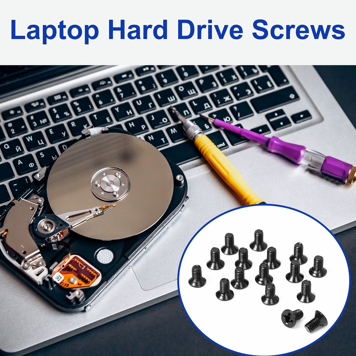 50pcs M3 x 4.7mm Black Hard Drive Mounting Replacement Screws for