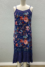 Xhilaration Dress Women's S Blue Floral Crochet Lace Sleeveless Rayon