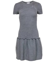 RED Valentino - Grey Knit Wool Drop Waist Dress with Bow Design, Lace Lining, S