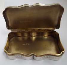 FINE HEAVY 97g ENGLISH ANTIQUE VICTORIAN 1883 STERLING SILVER SNUFF & VESTA BOX