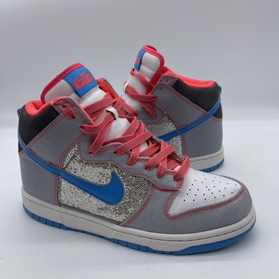Nike Dunk High Premium 454054-146 Women's Size Shoes Grey Sequin  Sneaker