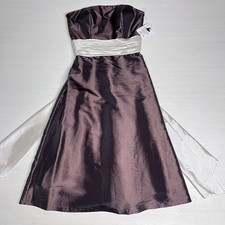 Vintage 90’s Tobacco Brown Strapless Waist Sash Formal Midi Dress Women’s 6