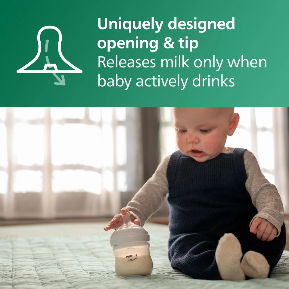 Philips Natural Glass Baby Bottles with Natural Response Nipples (Slow Flow, ... - Image 4 of 4