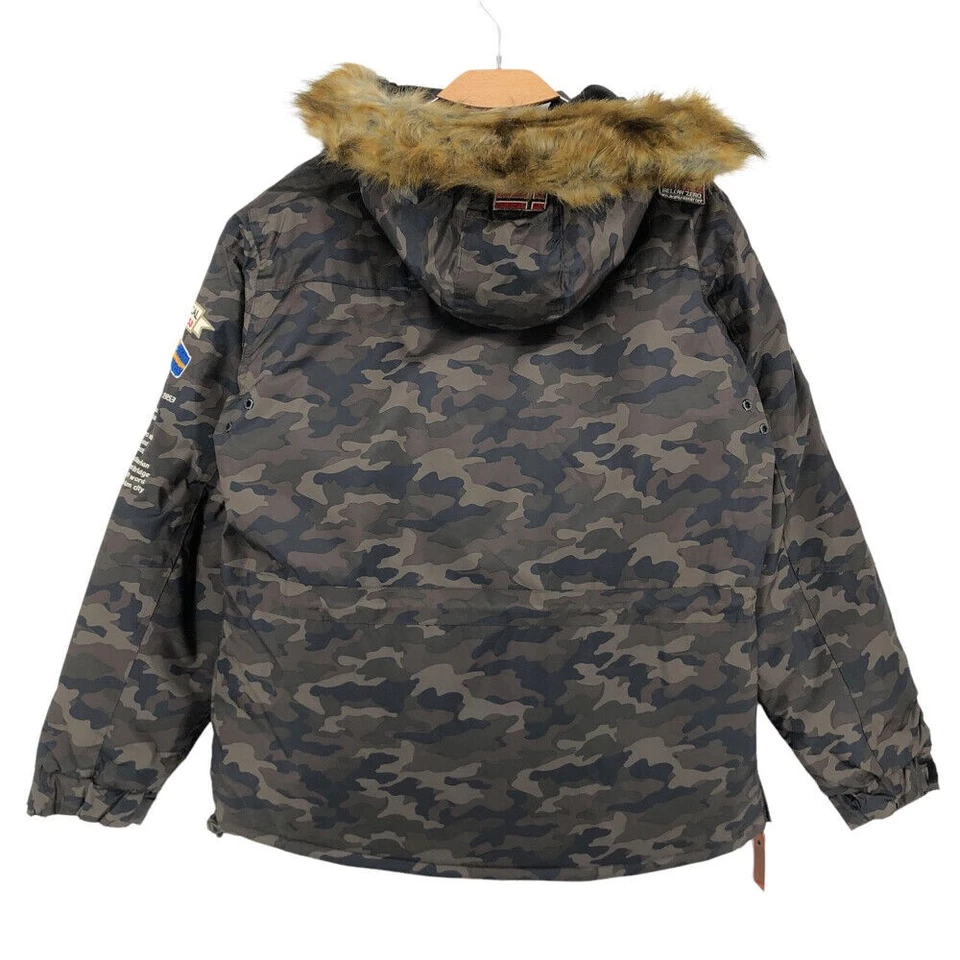 GEOGRAPHICAL NORWAY BARMAN CAMO KAKI ANORAK Coat Jacket Size S - Image 2 of 4