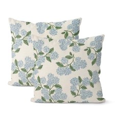 Spring Pillow Covers 24x24 Inch 2 Pcs Navy Blue Sage Green Hydrangea Flower D...