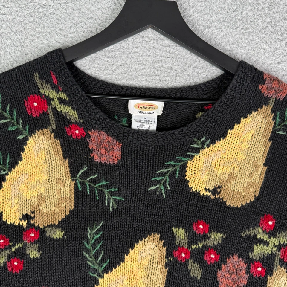 Vintage Christmas Hand Knit Sweater Women's Medium Pear Holy Print Talbots - Image 2 of 4