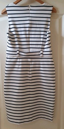 Hobbs Audra Stripe Shift Dress Ivory Navy Elegant Holiday Occasion UK 10 - Picture 6 of 12