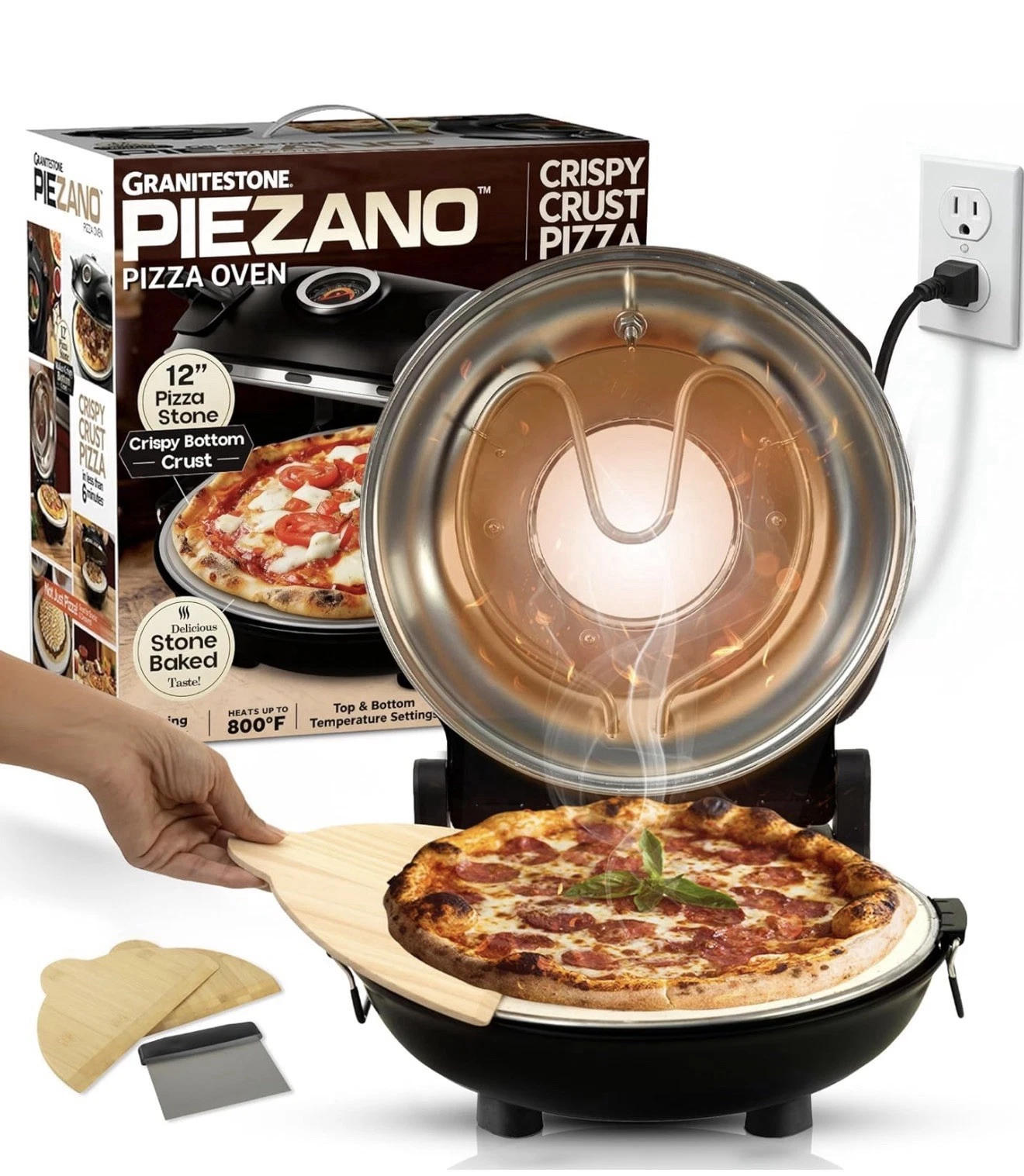 Piezano Pizza Oven Electric Pizza Bake Portable Countertop 12" Pizza Maker NEW
Opens in a new window