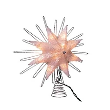Kurt Adler 10 Light Capiz Silver Star Christmas Tree Topper 9 Inch UL3164