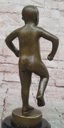CRY BABY BRONZE SCULPTURE STATUE FIGURINE FIGURE ART DECO MARBLE BASE ORIGINAL M - Picture 8 of 10