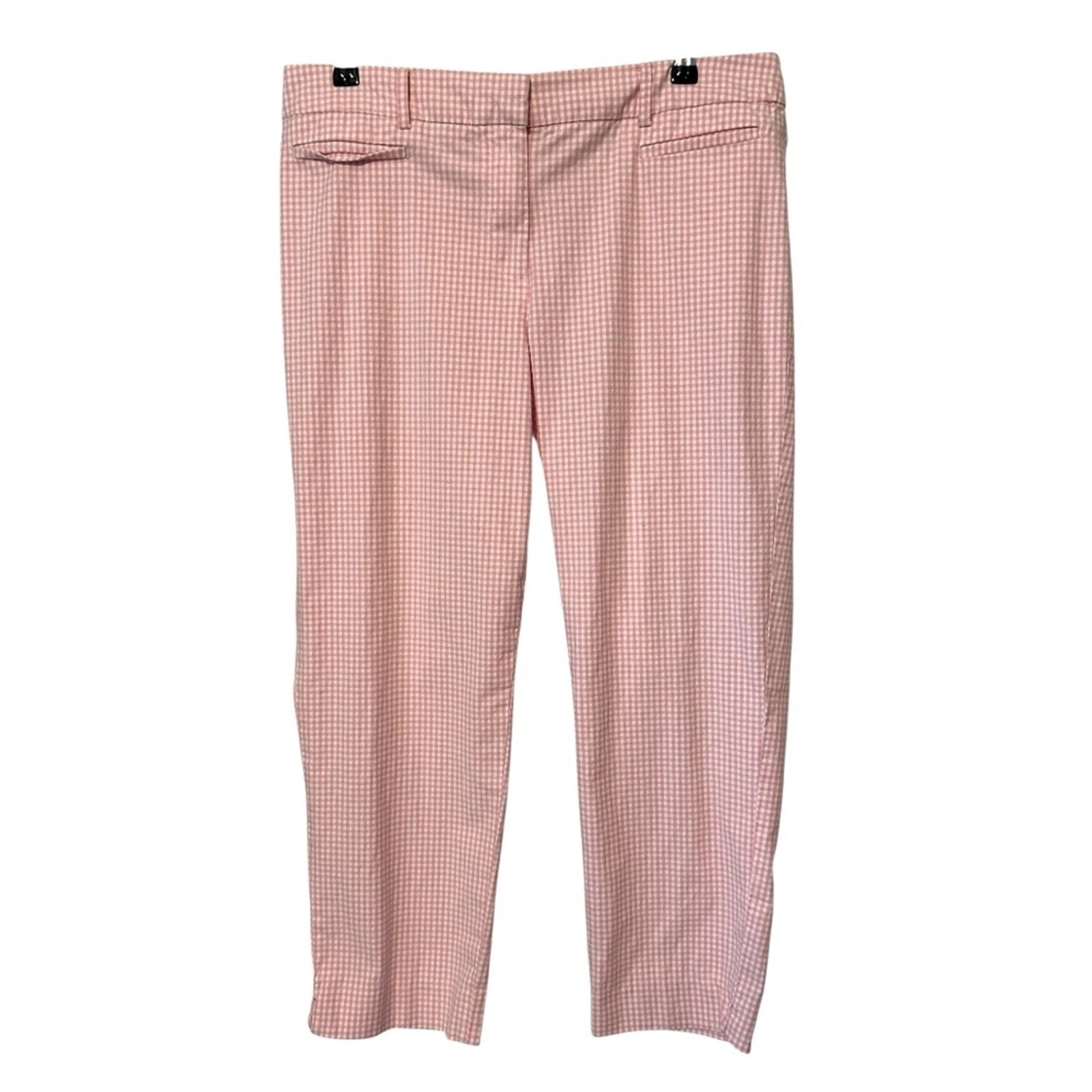 Talbots The Perfect Crop gingham pink and white stretch cotton capri pants. 12
