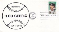 STAMP SCOTT 2417 "Lou Gerhig" 25 CENT 1989 FDC - B