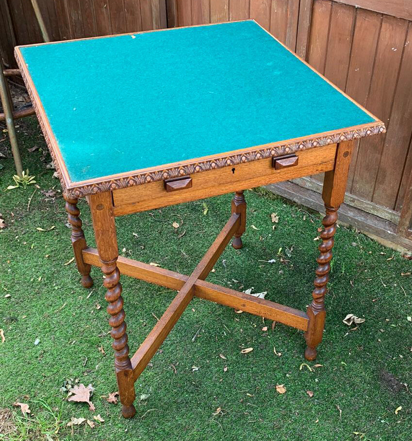 Oak Games Table With Barley Twist Legs eBay