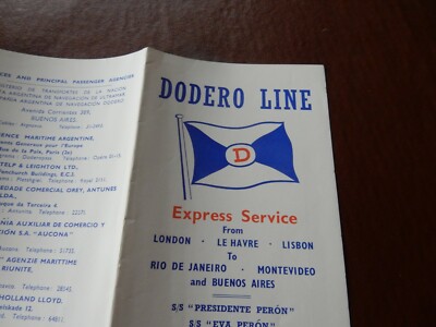 DODERO LINE TARIFE BROSCHÜRE 1952 ARGENTINIEN ETC EVA PERON 