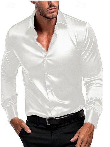 2025 New Business Gentleman Social Fashion Design Shirt Top Men's Satin Party - Picture 5 of 29