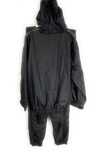Traje de sauna de boxeo Rip-Stop de nailon forrado de goma con capucha negro XL - Imagen 2 de 7