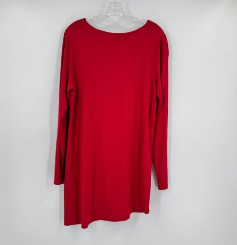Eileen Fisher Womens Red Lagenlook Boho Asymmetrical Jersey Tunic Top - Picture 2 of 5