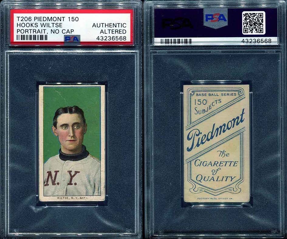 1909-11 T206 PIEDMONT 150 HOOKS WILTSE PORTRAIT NO CAP PSA AUTHENTIC ALTERED (68