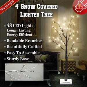 4 6ft Snow Covered Lighted Tree Led Flake Table Indoor Outdoor