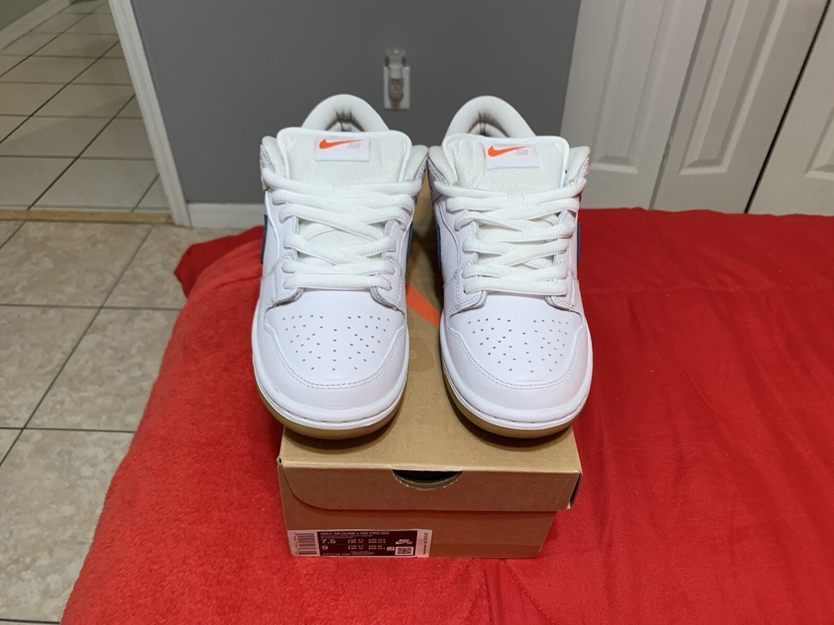 Nike SB Dunk Low Orange Label White Navy Size 7.5 DS 100