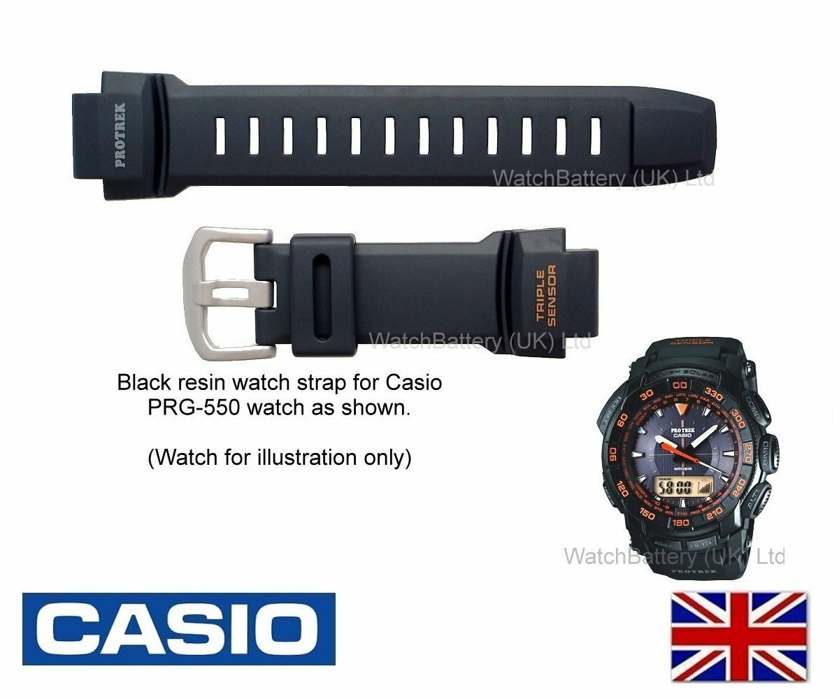 Genuine Casio Watch Strap Band Casio PRG-550, PRG550, PRG-550-1A4 - Black Resin