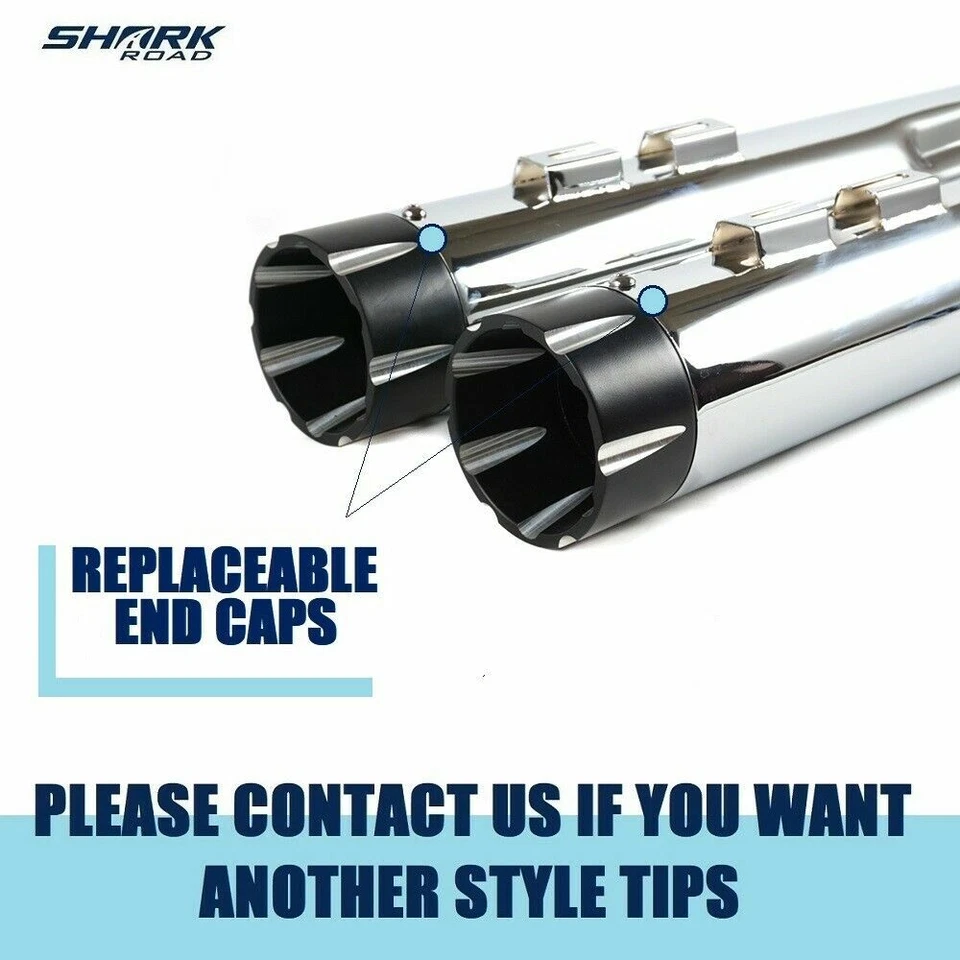 SHARKROAD Exhaust 4" Slip On Mufflers For Harley Touring 95-16 Street Glide - Image 4 of 4