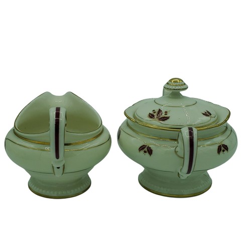 Castleton China Jubelee Sugar Bowl Creamer Set Ivory Burgandy Gold Trim USA - Picture 5 of 10