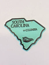 Vintage USA America Souvenir State Shape Magnet South Carolina Pepper Green 2"