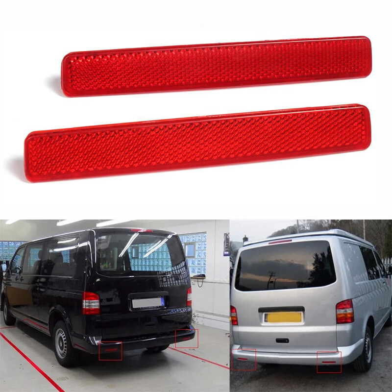 For VW Volkswagen Transporter T5 2004-15 Red Rear Bumper Reflectors Left &Right