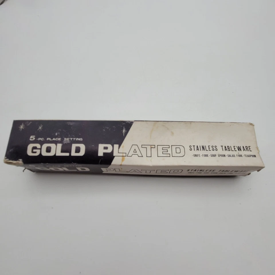 Cubiertos vintage con mango chapado en oro de acero inoxidable de Japón 12 5 piezas Ajustes de lugar Foto 4 de 4