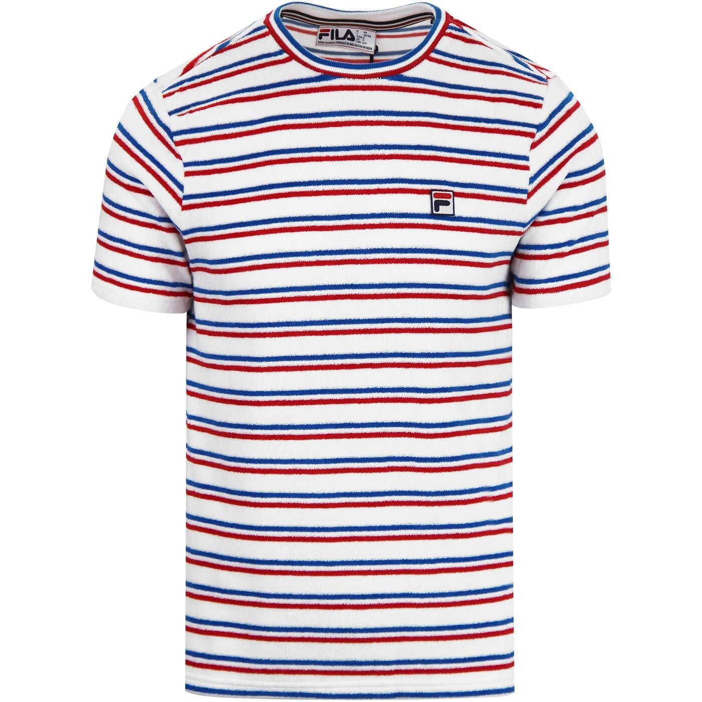 T shirt Fila vintage 'Lucio' a righe in spugna (taglia XL) nuova senza etichette