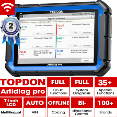 Topdon Artidiag PRO 2.0 KFZ OBD2 Diagnosegerät Scanner ECU-Kodierung 35+Reset DE