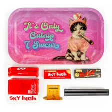 Metal Rolling Tray Catnip Combo Bundle Kit RAW, SKY HIGH Gift Pack Set #2