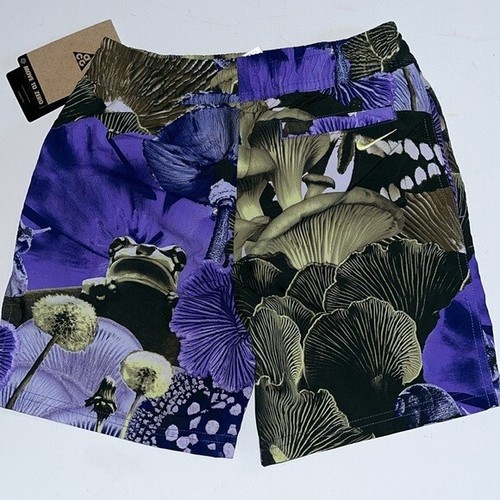 Frog Nike ACG Shorts 5 - 6 Boys purple green Floral Print Belt brief liner NWT - Picture 4 of 14