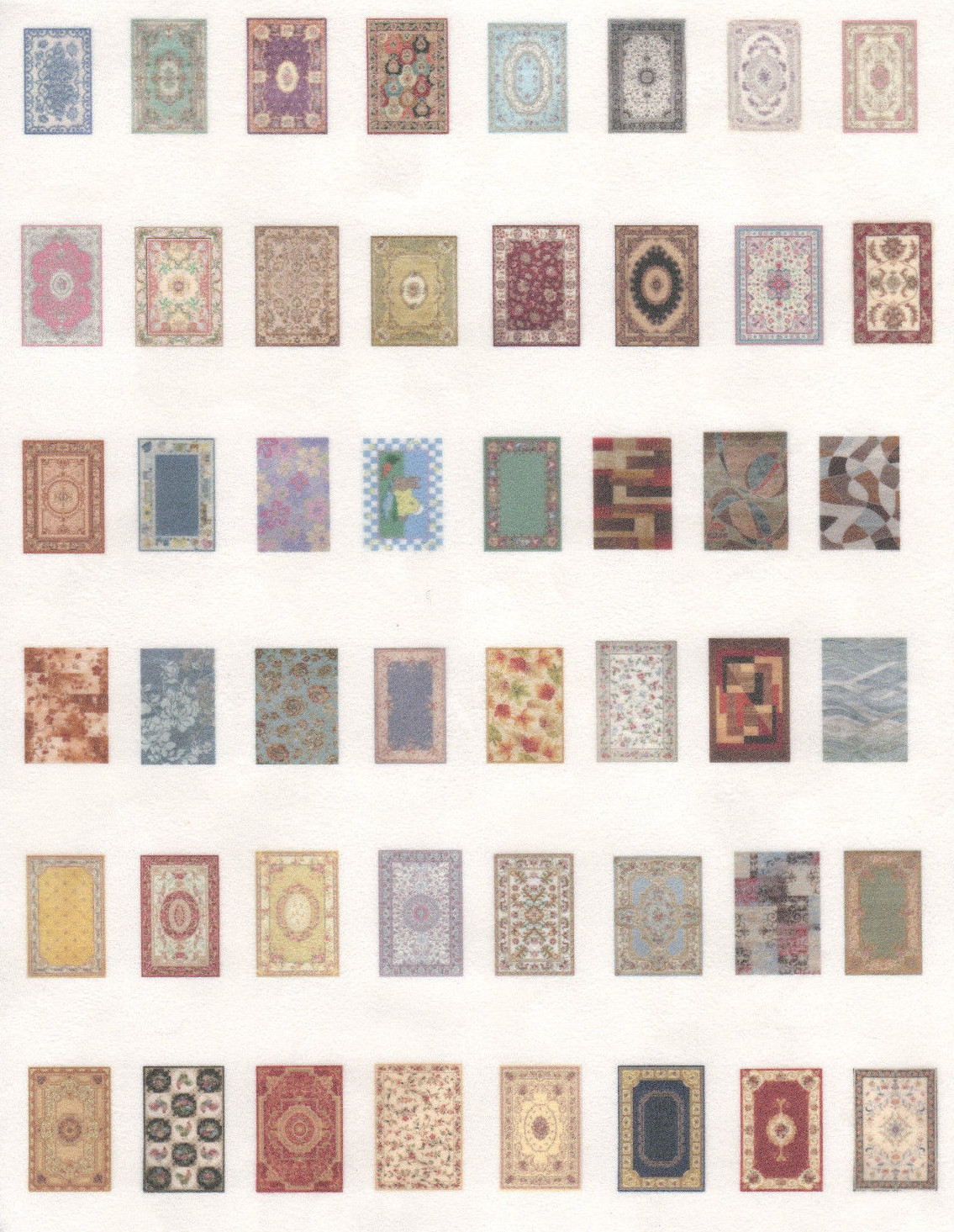 1:144 Scale Dollhouse Miniature Sheet of 48 Area Rugs - 0002032 | eBay