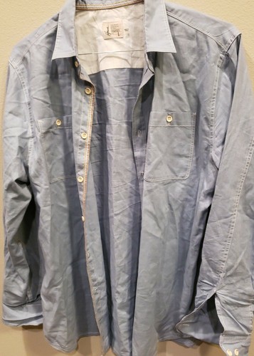 Howe Creative workforce Button Up Shirt Linen Cotton Blend Blue large - Picture 3 of 6