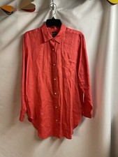 Gap Linen Button Down Shirt Dress Small Coral Red