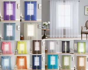 Addison-Sheer-Voile-Window-Curtain-Solid-Panels-Rod-Pocket-Set-of-2