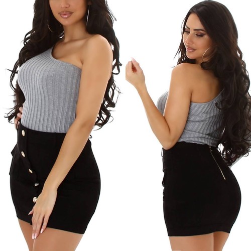 Damen Partykleid Etuikleid Mini Asymmetrisch Bodycon Cocktail Stretch sexy 34-38 - Bild 32 von 59