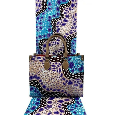 Afrikanische Stoffhandtasche Ankara mit Wachsdruck Stoff 