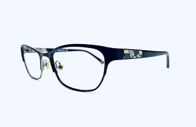 Liz Claiborne Black Metal Wayfarer Glasses Opal Tile Design Temples 51 16 130