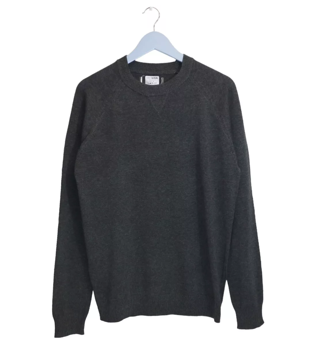 Men s Ex M S Cotton Charcoal Plain Knitwear Sweater Jumper Tops