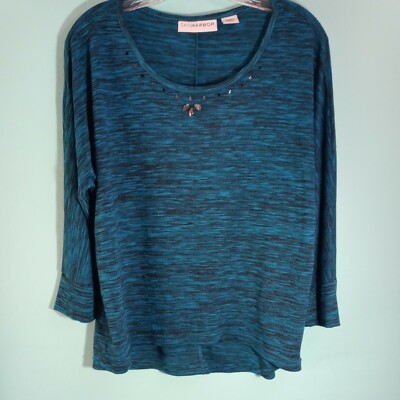 SAGHARBOR Ladies Size Small 3/4 Sleeved Beaded Blouse