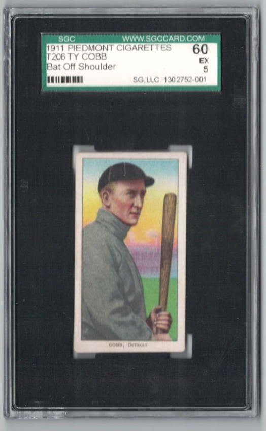 1911 T206 Piedmont Ty Cobb SGC 5 EX HOF Bat off shoulder 350-460 Subjects