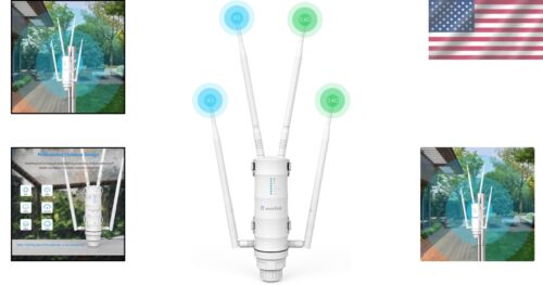 Weatherproof AC1200 Outdoor WiFi Extender with Power Over Ethernet Connectivity - Picture 2 of 12