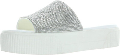 Jessica Simpson Ezira Platform Slide Sandal | Silver Shimmer Sand | 11 M.