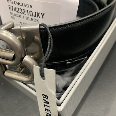 NEW Balenciaga BB Logo Buckle Men's 95cm Black Solid NEW Balenciaga BB Logo Buckle Men's 95cm Black Solid