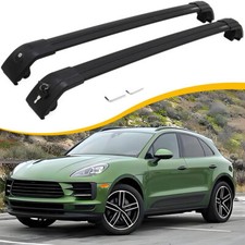 Black Lockable Cross Bars Roof Rack Rails For 2015-2024 Porsche Macan
